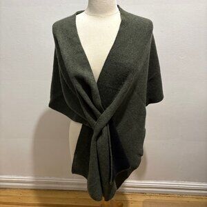 The Cashmere Project olive green & black cashmere wrap
